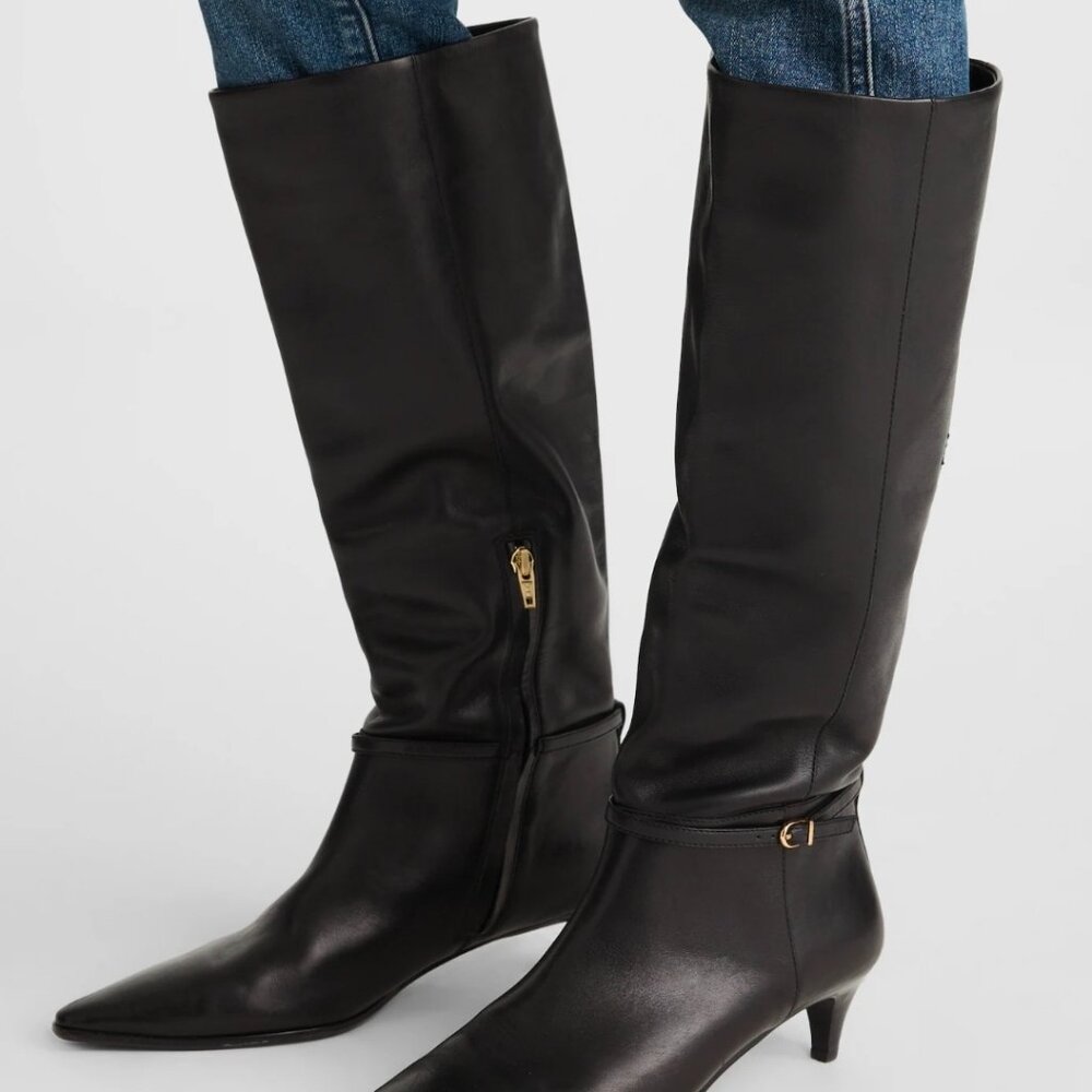 Madewell Emilie Tall Buckle Boot Women's Size 9.5 True Black Smooth Leather NEW